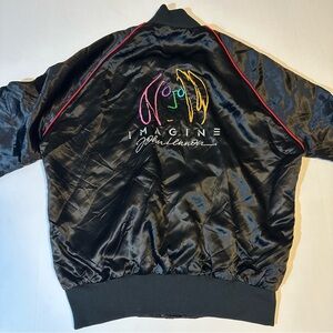Vtg 80s John Lennon Imagine Embroidered satin jacket